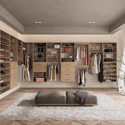 ROOMTEC 31.5" Tall Hanging Closet Unit, Modular Closet System with Hanging Rod, Wardrobe Organizer for Bedroom or Walk-in Closet, Wall Mounted, Customizable Clothes Storage Unit, Wood