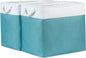 Bidtakay Storage Baskets Extra Large 17x12x15 In Teal Blue Nursery Toy Baskets Fabric Long Shelf Baskets for Organizing Set of 2 Linen Closet Bins for Shelves Decorative Blanket Basket Living Room