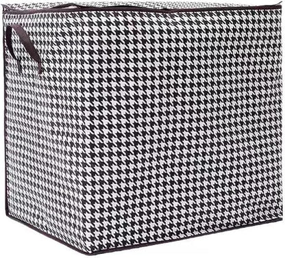 Houndstooth Storage Bags, Quilt Storage, Wardrobe Organizer, Multi-Purpose, Non-Woven Fabric, Black, 180L, 60x35x30cm