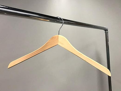 NAHANCO 17” Flat Wooden Shirt Hanger, No Notches, Natural Gloss (Pack of 20)