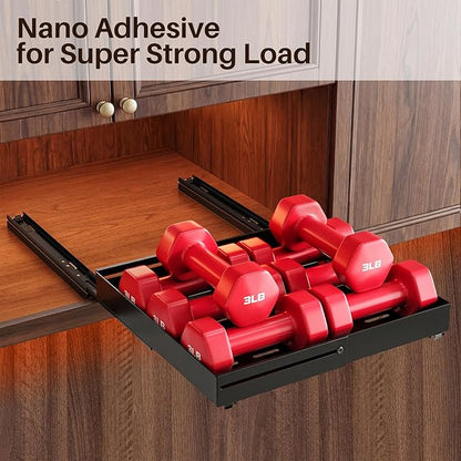 SNTD Pull Out Spice Rack for Upper Cabinet - Expandable Organizer with Smooth Ball Bearing Slides, No Drill Mounting Spice Storage for Kitchen (1 Pack, 7.2" to 12.9" W X 10" D X 2.2" H)