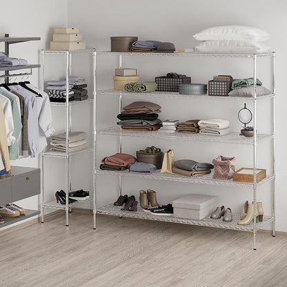 24" Deep x 72" Wide x 74" Height Wire Shelving Kit | 5-Tier | NSF Commercial Storage Rack Unit