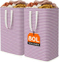 Lifewit 2 Pack Laundry Basket 80L Each, Collapsible Clothes Hamper with Reinforced Handles, Freestanding Waterproof Design for Bedroom and Laundry Room, Purple 160L Total