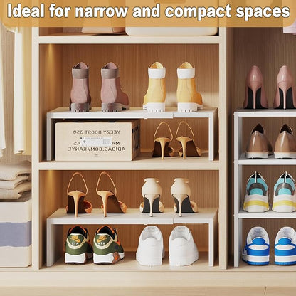X-cosrack 3-Tier Shoe Rack for Closet, Shoe Organizer for Front Door Entrance Expandable Shoe Shelf, Stackable Iron Shoe Storage Shelves for Closets, Entryway, Hallway, Garage,White