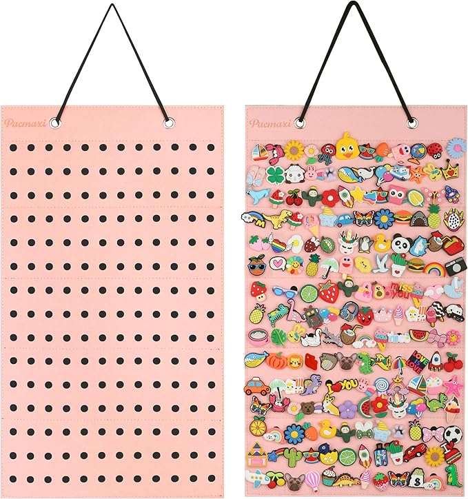 PACMAXI Shoe Charms Organizer, Hanging Shoe Charm Holder with 187 Holes, Portable Shoe Decoration Shoe Charms Display Stand, Wall Mounted Display Holder for Shoe Charms(Shoe Charms Not Included)