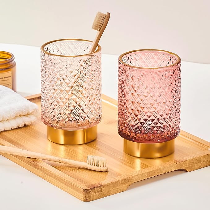 Makeup Brush Holder Organizer,Toothbrush Holders,Desk Pen Pencil Holder,Multifunctional Vintage Glass Brush Cup（A45-10-US）