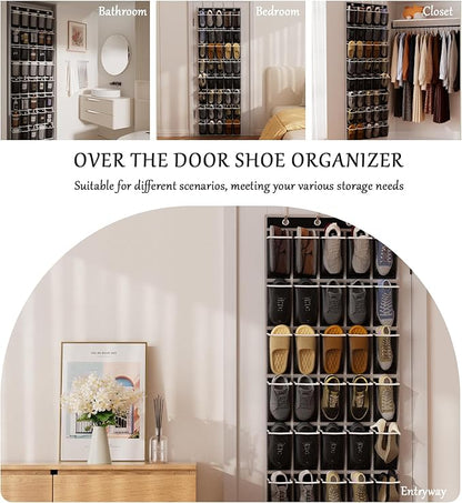 homyfort Over the Door Shoe Organizer, 40 Large Breathable Mesh Pocket,Space Saving Hanging Shoe Rack,Shoe Storage Holder for Entryway Bedroom Closet