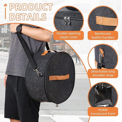 Hat Box, 15.7x7.8x15.75in, Foldable Storage Box with Lids for Women & Men, Travel Hat Boxes for Storage, Dark Gray