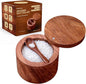 Wooden Salt Cellar with Magnetic Swivel Lid & Built-in Spoon, Salt Box for Kitchen Countertop, Premium Rosewood Salt Keeper for Sea Salt, Pepper & Spices (4.5 oz)