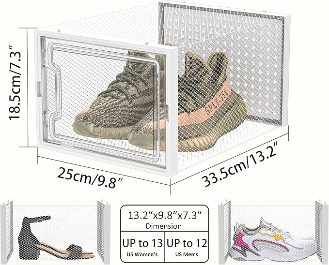 HOMIDEC Shoe Storage, 12 Pack Shoe Organizer for Closet, Shoe Boxes Clear Plastic Stackable Shoe Containers with Lids for Size 13