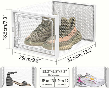HOMIDEC Shoe Storage, 12 Pack Shoe Organizer for Closet, Shoe Boxes Clear Plastic Stackable Shoe Containers with Lids for Size 13