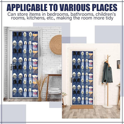Windyun 40 Large Over the Door Hanging Shoe Organizer Navy Blue Mesh Pockets Shoe Rack for Closet Behind Door Hanger Storage Holder Nonslip for Cruise Essentials, Dorm Room Storage, Utility Room