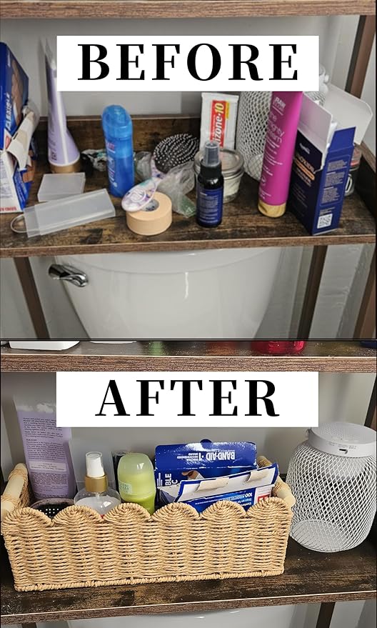 Toilet Paper Storage Basket for the Top of the Toilet Tank – A Decorative and Functional Organizer Toilet Basket Tank Topper, Ideal for Bathrooms, Living Rooms, or Bedroom Countertops