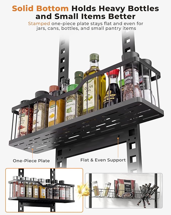 EVERIE Over the Door Pantry Organizer, 9-Tier Heavy Duty Door Storage Rack with Solid Bottom Baskets, Stable No-Bumping Design, Adjustable Hanging Shelves for Kitchen Pantry