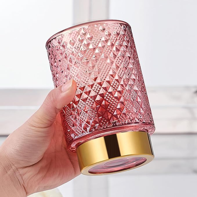 Makeup Brush Holder Organizer,Toothbrush Holders,Desk Pen Pencil Holder,Multifunctional Vintage Glass Brush Cup（A45-4-US）