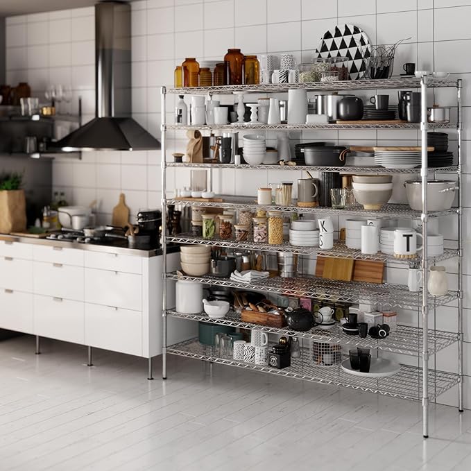 21" Deep x 72" Wide x 74" Height Wire Shelving Kit | 8-Tier | NSF Commercial Storage Rack Unit