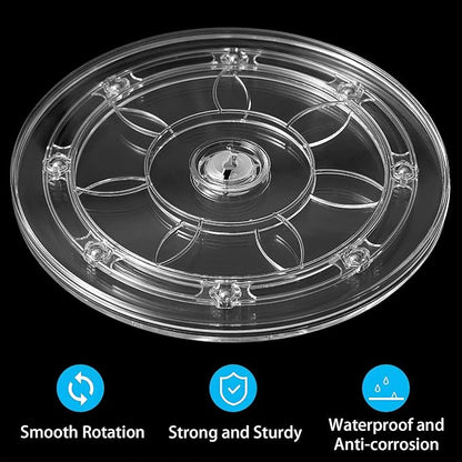 8-Inch Clear Acrylic Lazy Susan Turntable Organizer, 360° Ball Bearing Rotating Tray with Non-Skid Base for Kitchen, Cabinet, Jewelry Display, Decoration, Table Cake Bathrooms TV 1 Pack