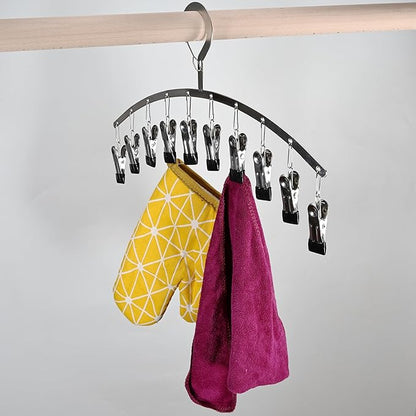 Legging Organizer for Closet,2 Pack Drying Rack with 20 Clips,Metal Yoga Pants Hangers,Windproof Clothes Hangers for Socks,Bras,Baby Clothes,Underwear-Space Saving,Indoor Outdoor Use (Blue)