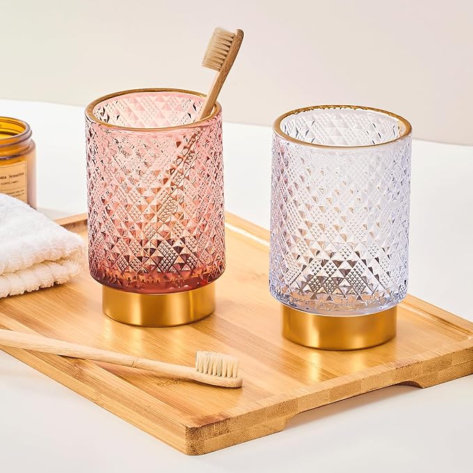 Makeup Brush Holder Organizer,Toothbrush Holders,Desk Pen Pencil Holder,Multifunctional Vintage Glass Brush Cup（A45-4-US）