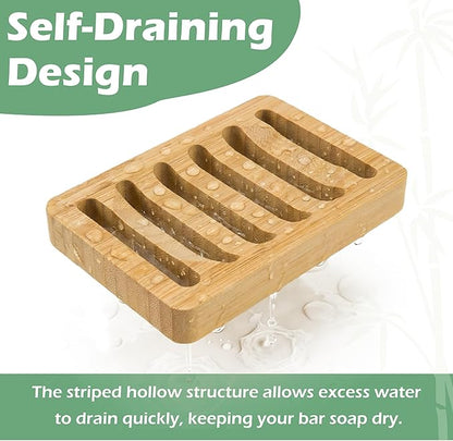 Soap Dish for Shower, 12 Pack Natural Bamboo Bar Soap Holder, Anti-Slip Design for Peace of Mind, Natural and Healthy