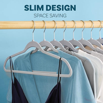 DEILSY™ Gray Hangers 50 Pack - Non Velvet Slim Hangers - Durable Hanger Space Saver for Closet Organization, Shirts, Dresses, Jackets, Pants, Adult Clothes Storage Solution