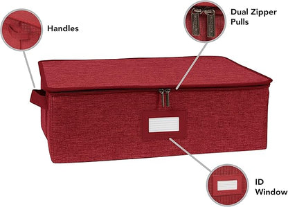 Covermates Platter Serveware Storage Box - Durable Polyester, Dual Zippers, Carrying Handles, ID Window, Kitchen Storage, Red Heather
