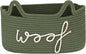Sea Team Dog Toy Basket with Handles, 16.5 x 11 x 7 Inches, 4.4 Gallons Large Cotton Rope Storage Bin, Box, Shelf Organizer for Pet Chew Toys, Foods, Green Woof
