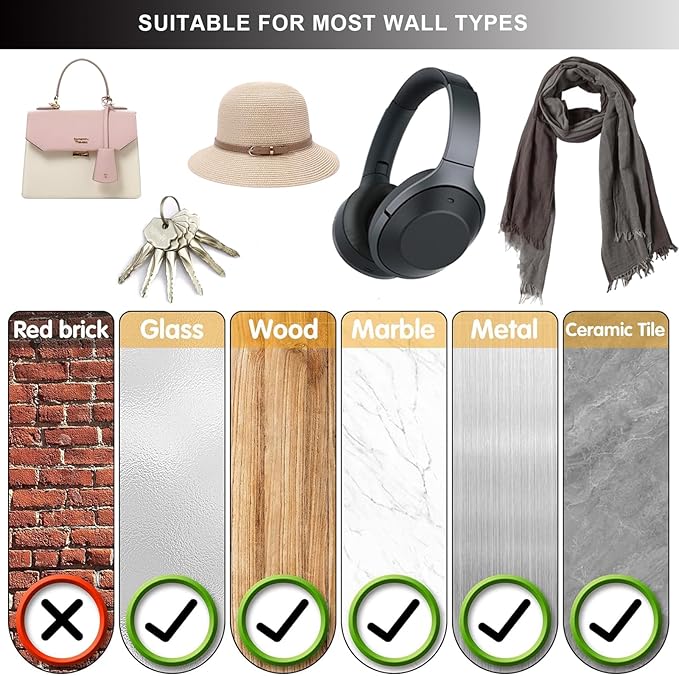 Adhesive Hat Hooks for Wall (20-Pack) No Drilling Caps Holder Organizer Minimalist Hat Rack Design Wall Mounted Hat Rack for Men Trucker Hat (BLACK)
