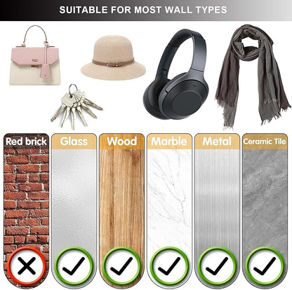 Adhesive Hat Hooks for Wall (20-Pack) No Drilling Caps Holder Organizer Minimalist Hat Rack Design Wall Mounted Hat Rack for Men Trucker Hat (BLACK)