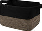 OIAHOMY Woven Storage Basket for Shelves, Rectangle Cotton Rope Baskets for Organizing, 13 x 10 x 9 in, Storage Bins for Dog Toys,Towel,Books,Gift,Black and Brown