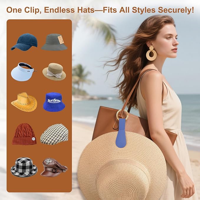 Fikoksol Magnetic Hat Clip for Travel on Bag, Silicone Hat Holder for Tote Beach Bag, Hand Free Strong Magnet Purse Hook Cowboy Hat Hanger Carrier for Travel Vacation Essentials Accessories