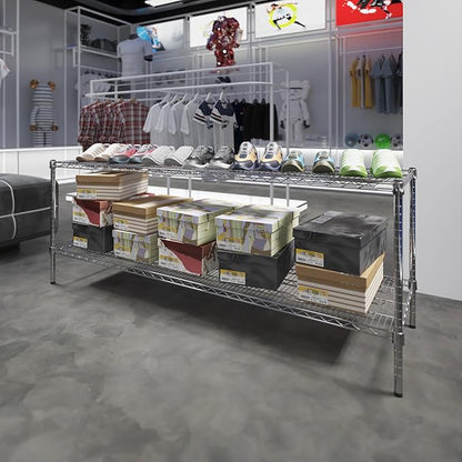 21" Deep x 72" Wide x 27" Height Wire Shelving Kit | 2-Tier | NSF Commercial Storage Rack Unit