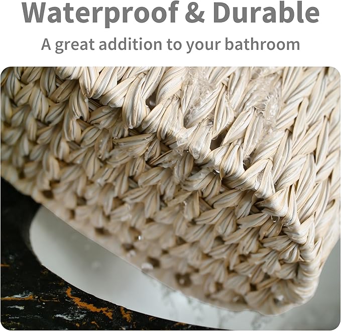 GRANNY SAYS Toilet Paper Storage, Toilet Paper Basket for Bathroom, 6 Mega Rolls Organizer Free Standing, Wicker Basket for Bathroom Storage, Butter Milk