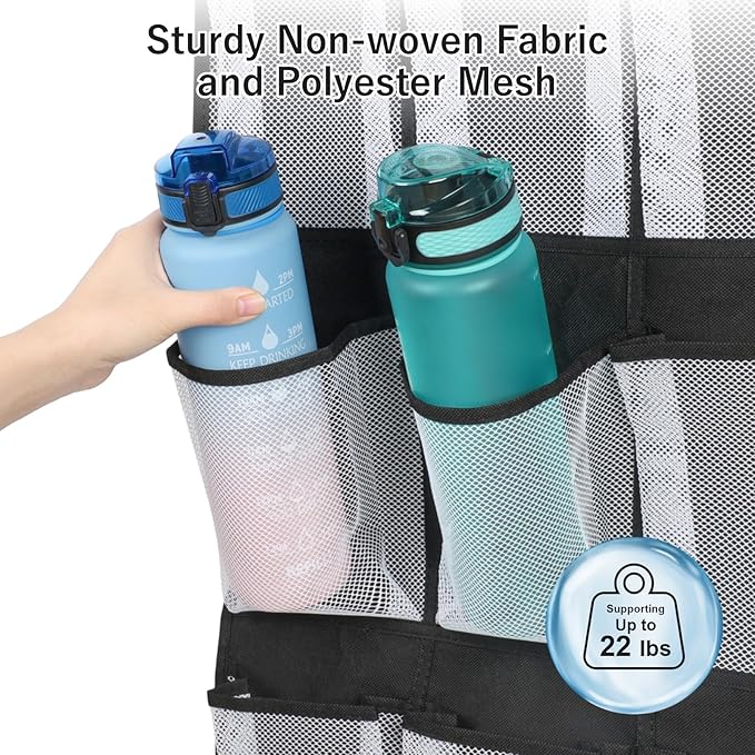 F-color 16-Pocket Hanging Organizer - Over the Door Shoe Organizer, Cruise Essentials for Cabin & RV, Breathable Mesh Storage Pockets, Space Saving Hanging Storage Holder with 4 Sturdy Metal Hooks