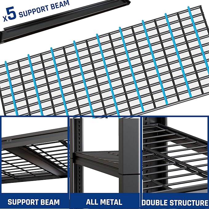 67" Wide 5-Tier Garage Shelving Unit, 67" W x 24" D x 84" H, Heavy Duty Garage Storage Shelves,3500 LBS Capacity, Industrial Adjustable Shelves for Basement Warehouse, 3 Pack