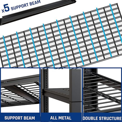 67" Wide 5-Tier Garage Shelving Unit, 67" W x 24" D x 84" H, Heavy Duty Garage Storage Shelves,3500 LBS Capacity, Industrial Adjustable Shelves for Basement Warehouse, 3 Pack