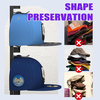 AXU 2 Pack Hat Organizer for Baseball Caps, Hat Rack for Wall (Rainbow)