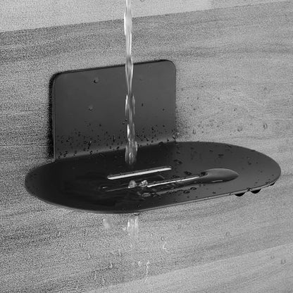 Stainless Steel Soap Tray, 3 Slot Self-Adhesive Wall Mounted Shower Soap Stand (Black)