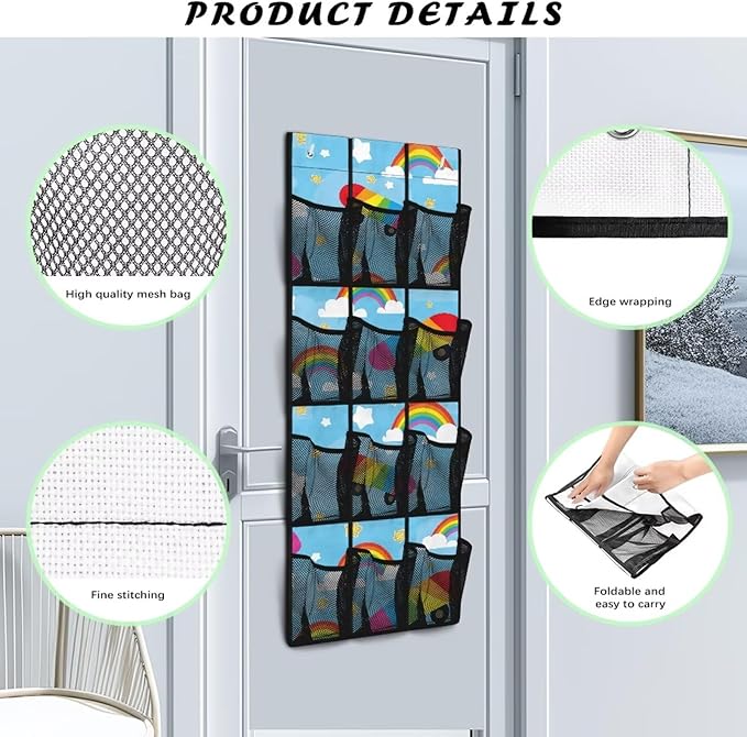 Generic Blue Rainbow Over The Door Pantry Organizer Space-Saving KIds Door Storage Organizer Heavy Duty Strong Heavy Ability Even When Filled with Items It Remains Stable and Reliable