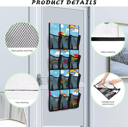 Generic Blue Rainbow Over The Door Pantry Organizer Space-Saving KIds Door Storage Organizer Heavy Duty Strong Heavy Ability Even When Filled with Items It Remains Stable and Reliable