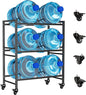 Heavy Duty 3 Tiers Water Rack Double Row with 4 Wheels - Space Saving Dispenser Stand 5 Gallon Water Storage Rack Bottle Jug Holder Organizer/Lockable&Removable Casters/Kitchen Office Garage/6 Slots