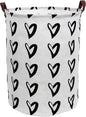 CLOCOR Large Laundry Basket,Waterproof Nursery Hamper,Collapsible Fabric Storage Container,Room Decor,Gift Basket（Black Heart