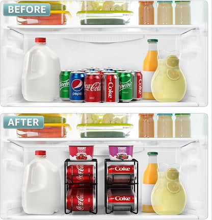 Sorbus Soda Can Rack Beverage Dispenser & Organizer for 12 Standard 12oz Cans - Refrigerator Compatible (1 Pack, Black)