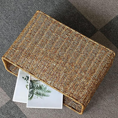 Decorative Woven Basket with Handles Handled Sundries Organizer for Home Decor Vintage Design for Bedroom and Living and Stable Storage