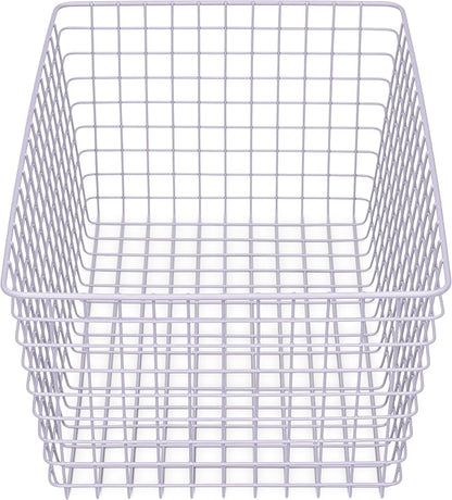 Whitmor 4 Pack Lavender Wire Storage Baskets for Organizing Office, Metal Storage for Pantry, Kitchen Bins & Freezer