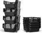 TidyFriend 4 Pack Stackable Storage Bins Open Front for Pantry Organizers and Storage, Plastic Storage Bins, Dorm Room Essentials, Pantry Storage for Snacks, Toiletries, and Small Essentials (Black)