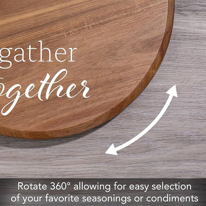 CounterArt Gather Together Round Natural Wood Lazy Susan Turntable 14" Diameter Condiment Caddy, Cheese Server, Cake Plate, Spice Organization