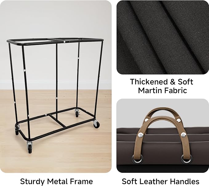 StorageWorks 330L Extra Large Laundry Hamper with Wheels, Laundry Basket with Wheels 2 Sections, Clothes Sorter Cart with Divider for Hotel, Home, Black, 1-Pack