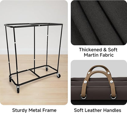 StorageWorks 330L Extra Large Laundry Hamper with Wheels, Laundry Basket with Wheels 2 Sections, Clothes Sorter Cart with Divider for Hotel, Home, Black, 1-Pack