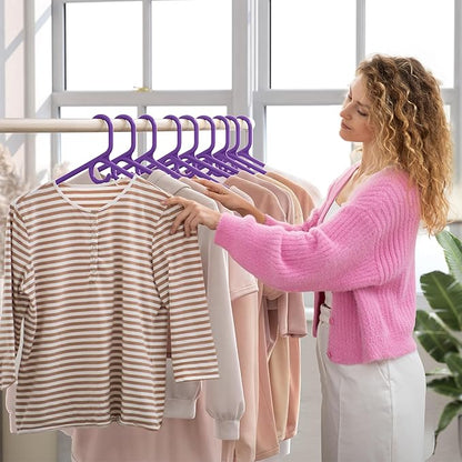 NEATERIZE Thick Heavy Duty Hangers - Purple Plastic Clothes Hangers 24 Pack - Great for Coat Hanger, Jackets Jeans & Suit Hanger for Closet, New Apartment Essentials Percheros Ganchos para Colgar Ropa